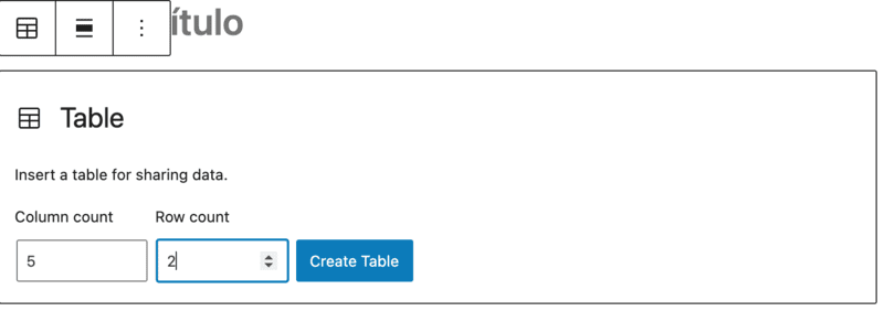 Gutenberg Bloque Tabla