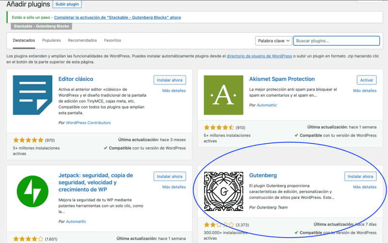 Gutenberg Plugin WordPress