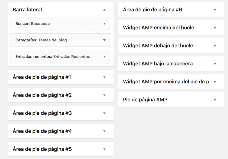 Seccion De Widgets En WordPress