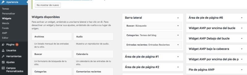 Widgets Preinstalados En WordPress