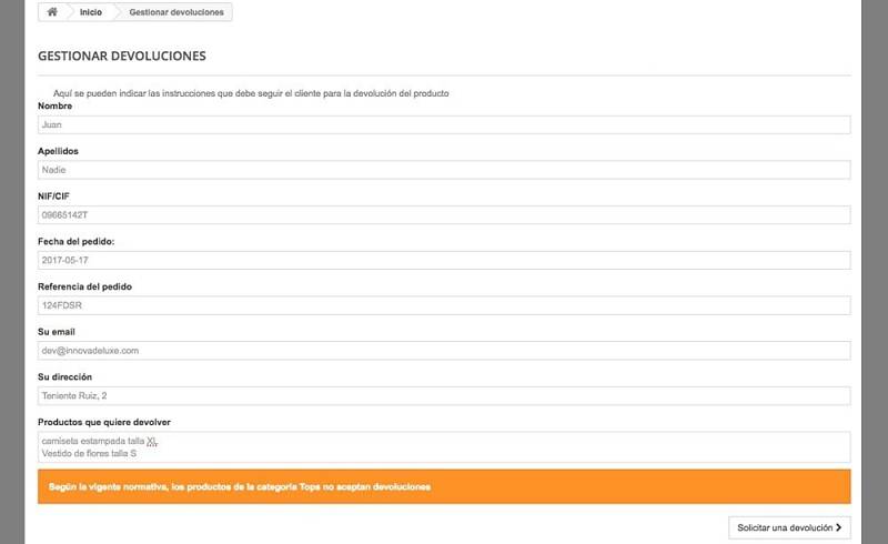 modulo devoluciones